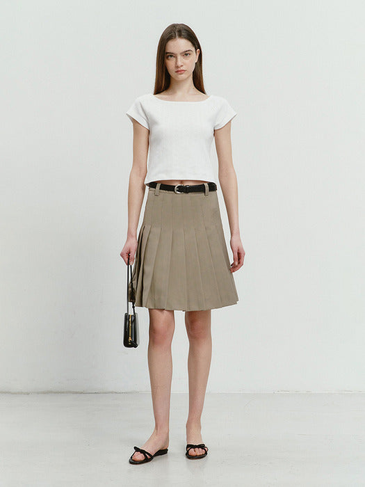 Dunst Midi Pleats Skirt Light Khaki