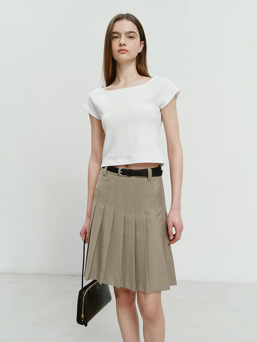 Dunst Midi Pleats Skirt Light Khaki
