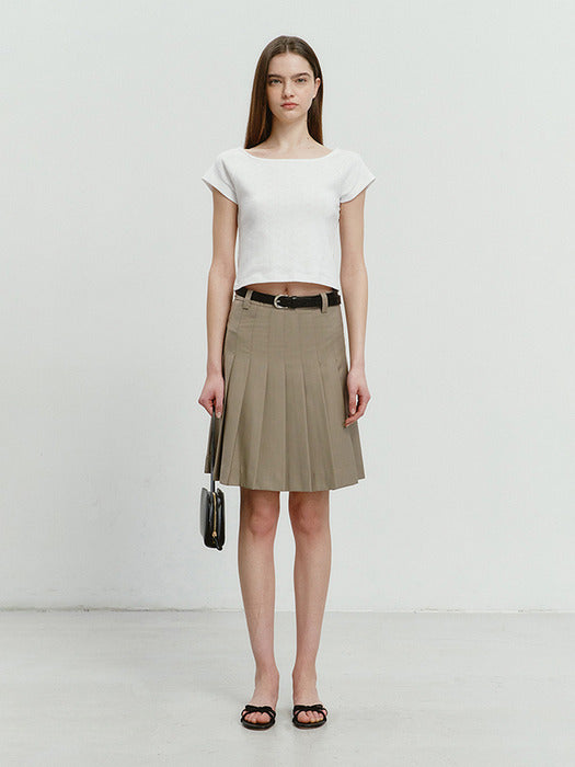 Dunst Midi Pleats Skirt Light Khaki