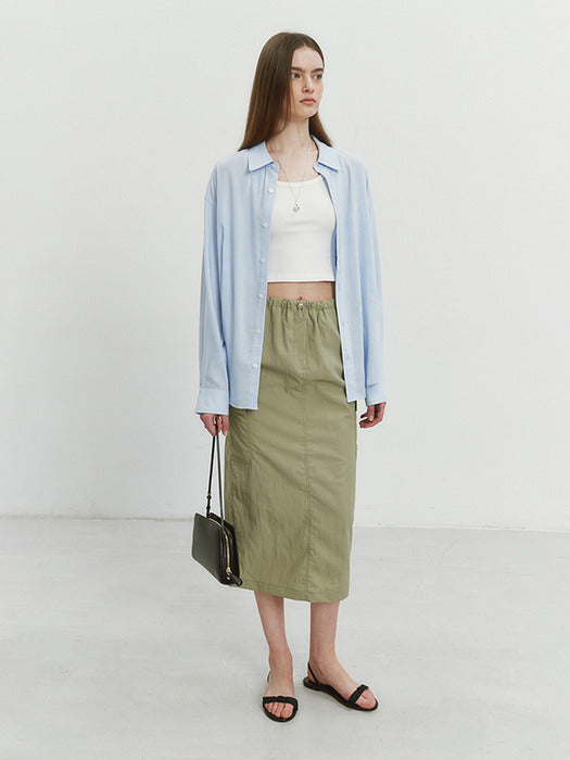 Dunst H-Line Papery Long Skirt Light Khaki