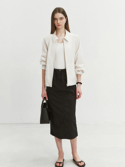 [dunst] H-LINE PAPERY LONG SKIRT BLACK_UDSK4B221BK