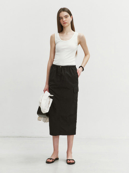 Dunst H-Line Papery Long Skirt Black