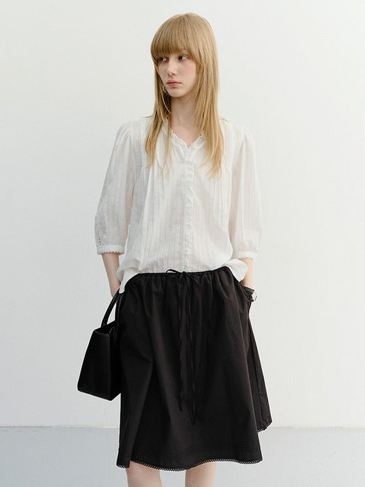 [dunst] Jane Frill Blouse WHITE_UDBL6B222WT
