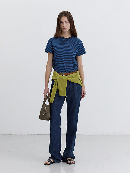 [dunst] ESSENTIAL STRIPE LOGO T-SHIRT BLUE NAVY STRIPE_UDTS5B232B2