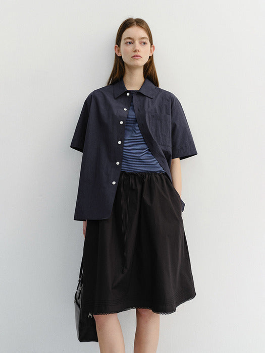 Dunst Essential Stripe Logo T-Shirt Blue Navy Stripe