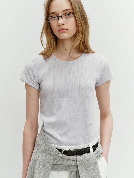 Dunst Essential Slim-Fit Crochet Top Light Blue
