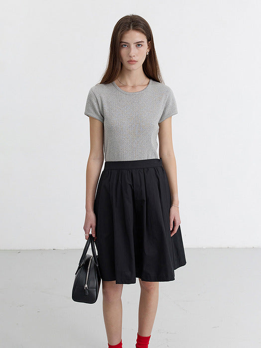 Dunst Essential Slim-Fit Crochet Top Melange Grey