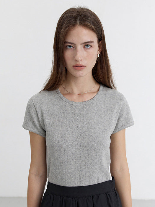 Dunst Essential Slim-Fit Crochet Top Melange Grey