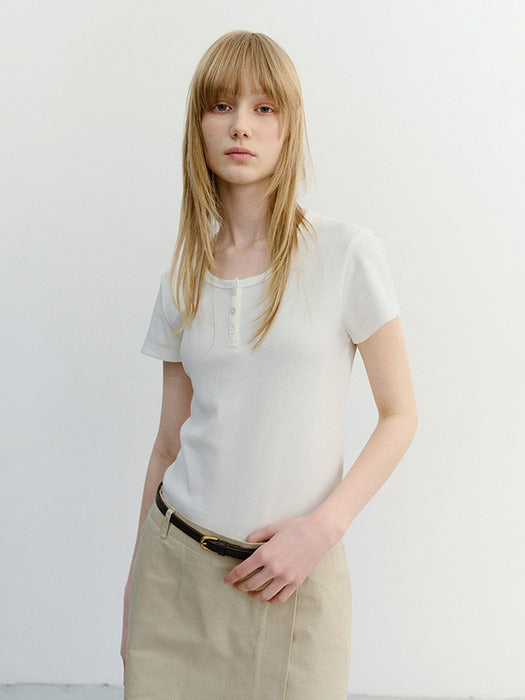 Dunst Classic Scoop Neck Top Ivory