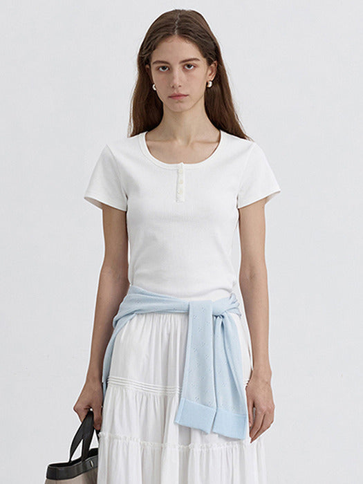 [dunst] CLASSIC SCOOP NECK TOP IVORY_UDTS5B222IV