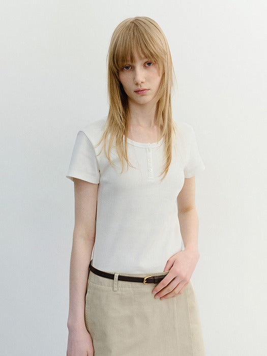[dunst] Classic Scoop Neck Top IVORY_UDTS6B222IV