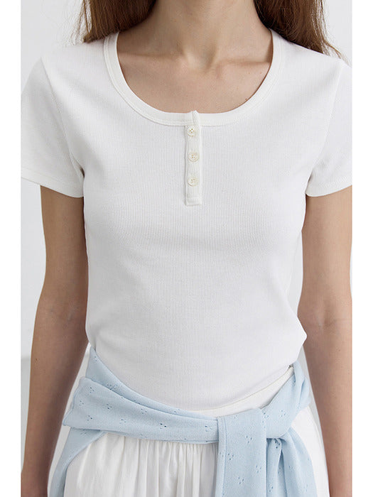 [dunst] CLASSIC SCOOP NECK TOP IVORY_UDTS5B222IV