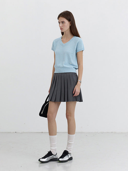 Dunst Summer Linen V-Neck Knit Blue