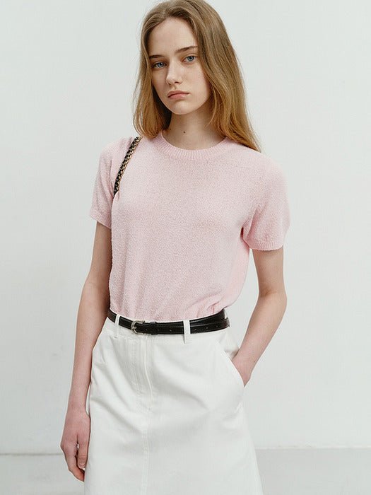 Dunst Summer Cotton Crew Neck Knit Soft Pink