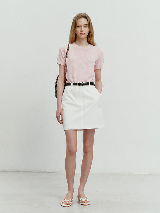 Dunst Summer Cotton Crew Neck Knit Soft Pink
