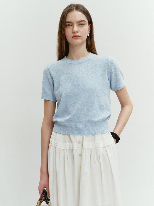 Dunst Summer Cotton Crew Neck Knit Soft Blue