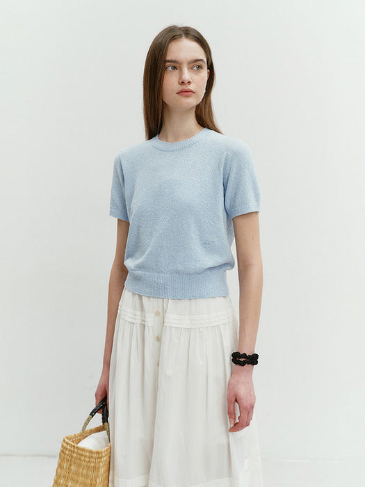 Dunst Summer Cotton Crew Neck Knit Soft Blue