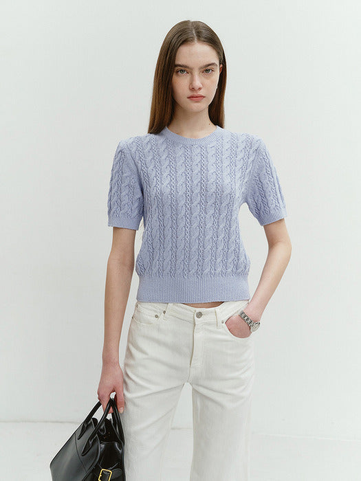 Dunst Summer Cotton Cable Knit Swedish Blue