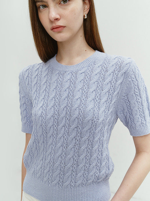 Dunst Summer Cotton Cable Knit Swedish Blue