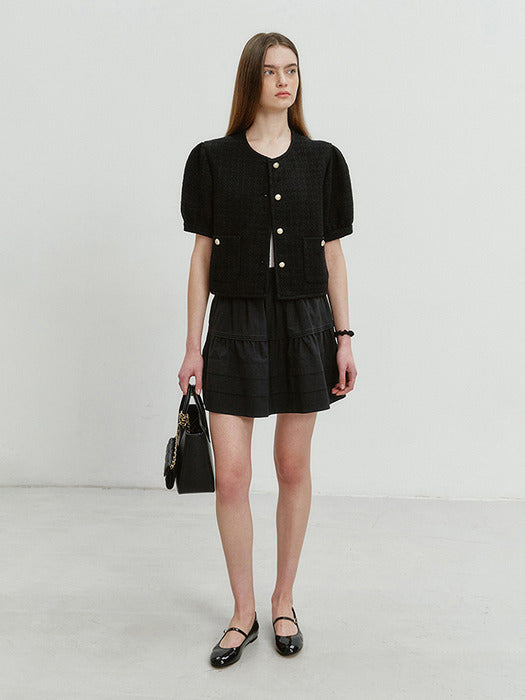 Dunst Volume Sleeve Tweed Jacket Black
