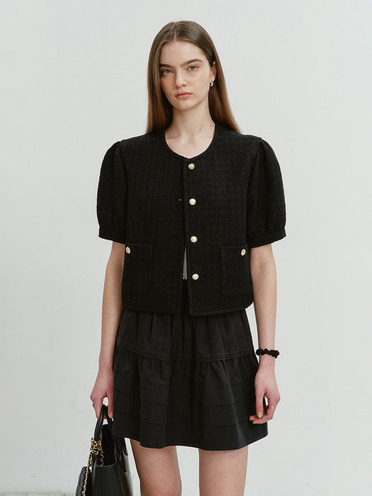 Dunst Volume Sleeve Tweed Jacket Black