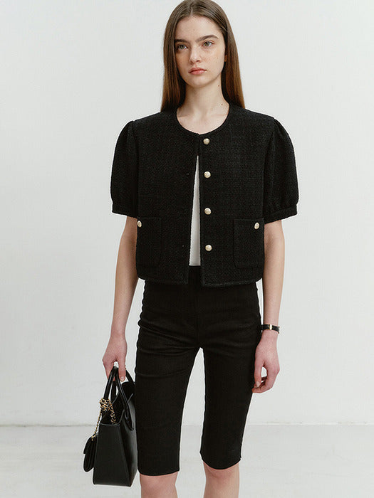 Dunst Volume Sleeve Tweed Jacket Black