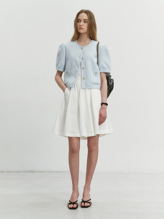 Dunst Volume Sleeve Tweed Jacket Soft Blue