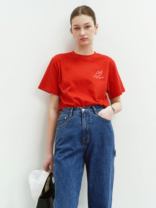 Dunst Unisex Heart D Logo T-Shirt Red
