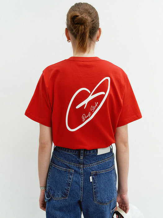 Dunst Unisex Heart D Logo T-Shirt Red