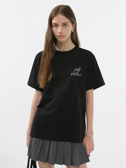 UNISEX HEART D LOGO T-SHIRT BLACK_UDTS5B140BK