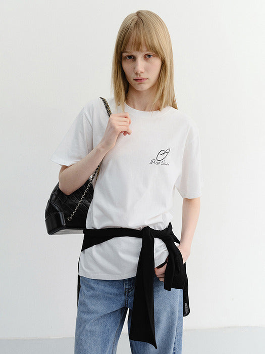 Dunst Unisex Heart D Logo T-Shirt Off White