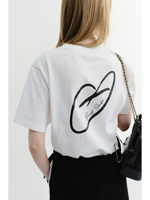 Dunst Unisex Heart D Logo T-Shirt Off White