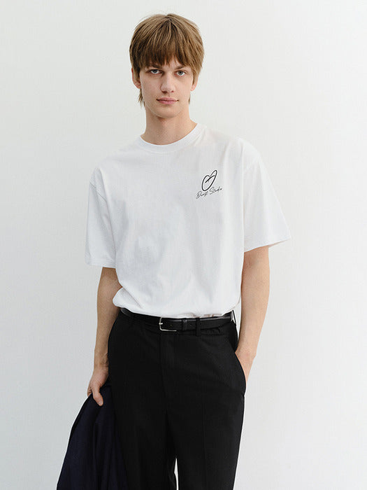 Dunst Unisex Heart D Logo T-Shirt Off White