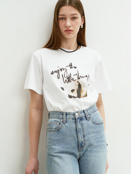 Dunst Unisex Panda T-Shirt Off White