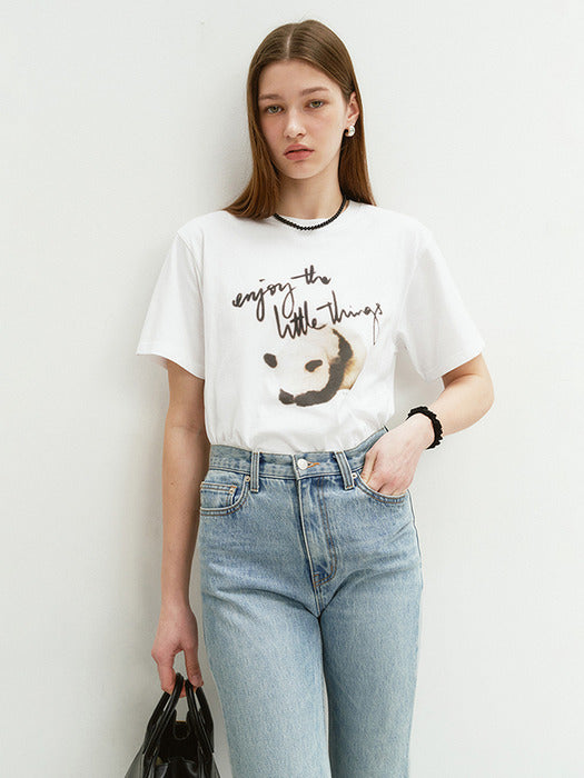 Dunst Unisex Panda T-Shirt Off White