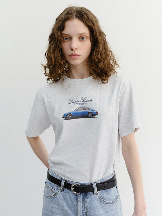 Dunst Unisex Summer Holiday Car T-Shirt Light Melange Grey