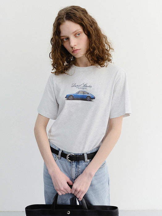 Dunst Unisex Summer Holiday Car T-Shirt Light Melange Grey