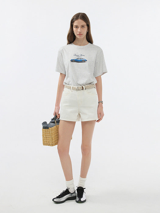 UNISEX SUMMER HOLIDAY CAR T-SHIRT LIGHT MELANGE GREY_UDTS5B143G1