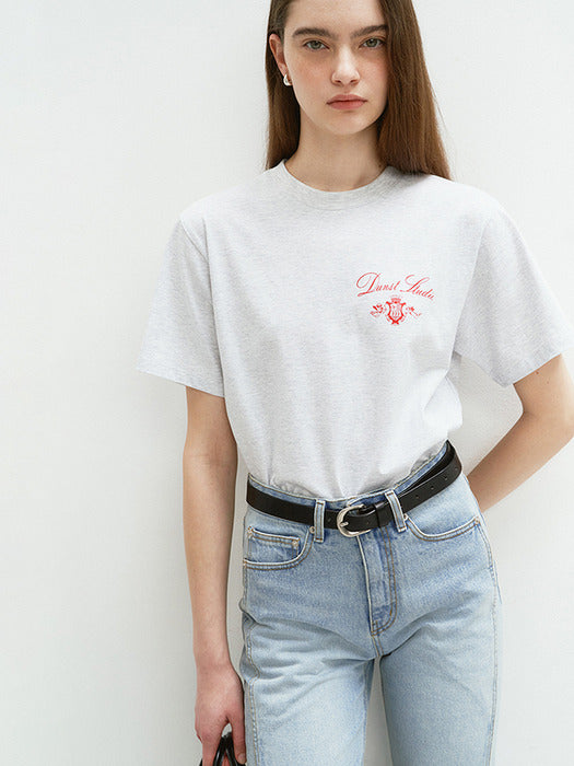Dunst Unisex Arch Logo T-Shirt Light Melange Grey
