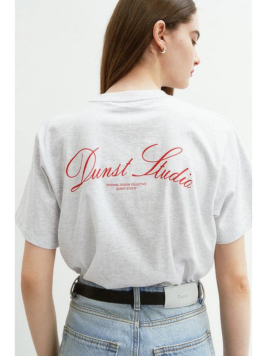 Dunst Unisex Arch Logo T-Shirt Light Melange Grey