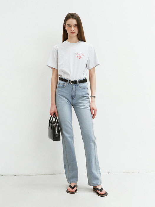 Dunst Unisex Arch Logo T-Shirt Light Melange Grey