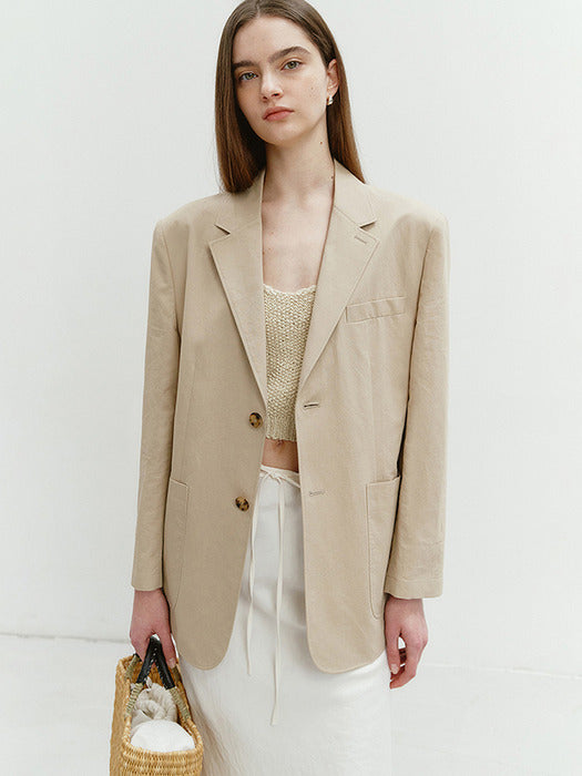 Dunst Unisex Classic Linen Jacket Light Beige