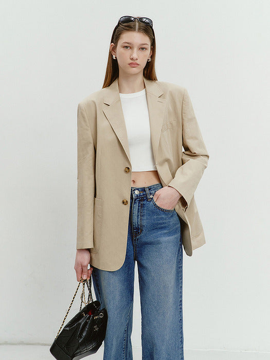Dunst Unisex Classic Linen Jacket Light Beige