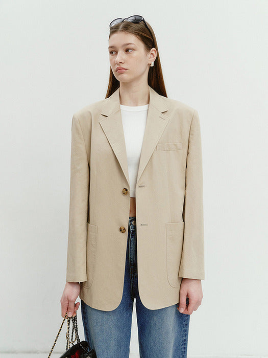 Dunst Unisex Classic Linen Jacket Light Beige