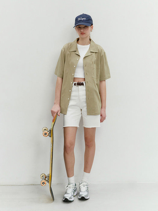 Dunst Open Collared Out-Pocket Shirt Soft Khaki