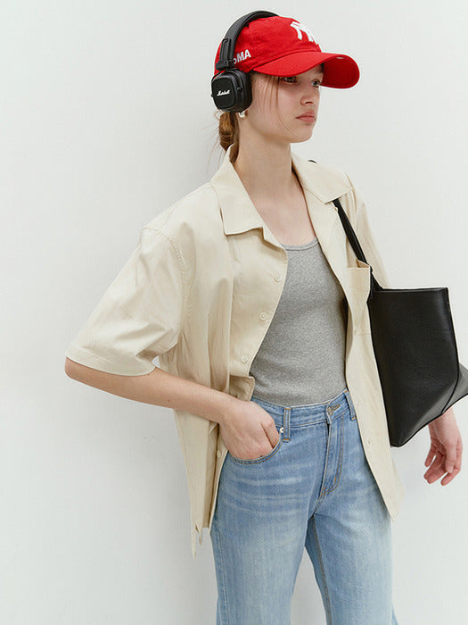 Dunst Open Collared Out-Pocket Shirt Cream