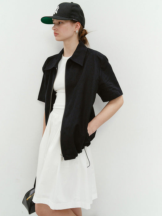 Dunst Collared Zip-UP Shirt Black