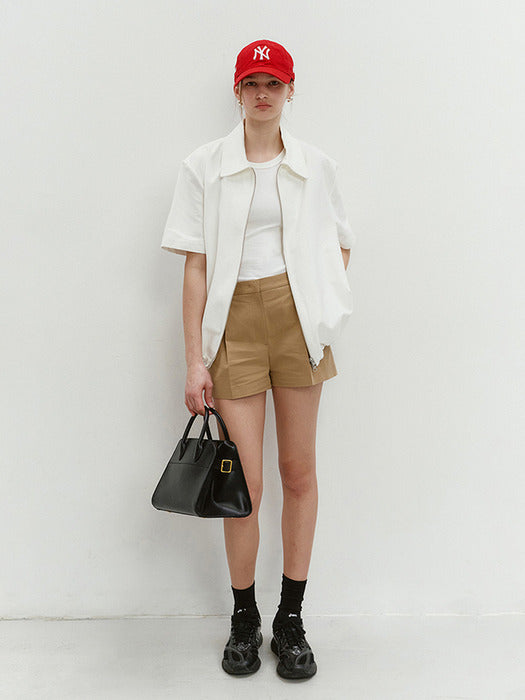 Dunst Collared Zip-UP Shirt Off White