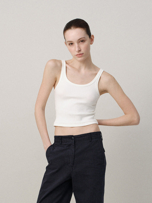Nothing Written Curved rib tank (White)
