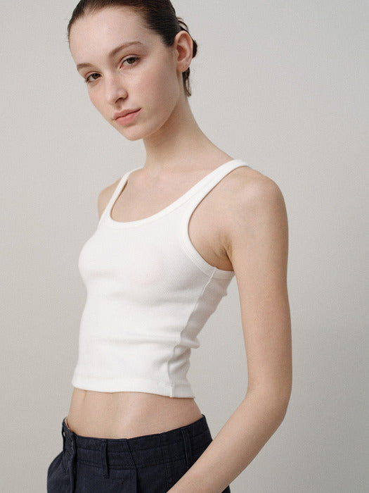 [nothing written] Curved rib tank (White)
